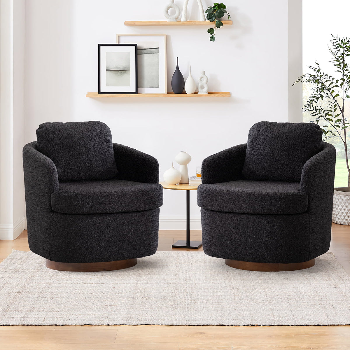 Oversized Sherpa Boucle Swivel Accent Chair R3754