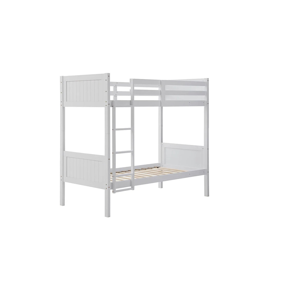 White Solid Wood Twin over Twin Bunk Bed X496