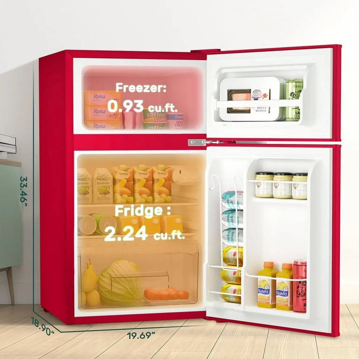 3.2 Cu.Ft Double Door Mini Fridge with Freezer, Black C847859