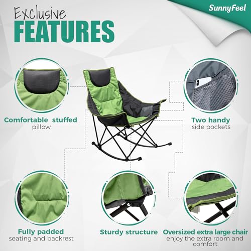 Oversized Padded Rocking Camping Chair with Side Pocket Y652