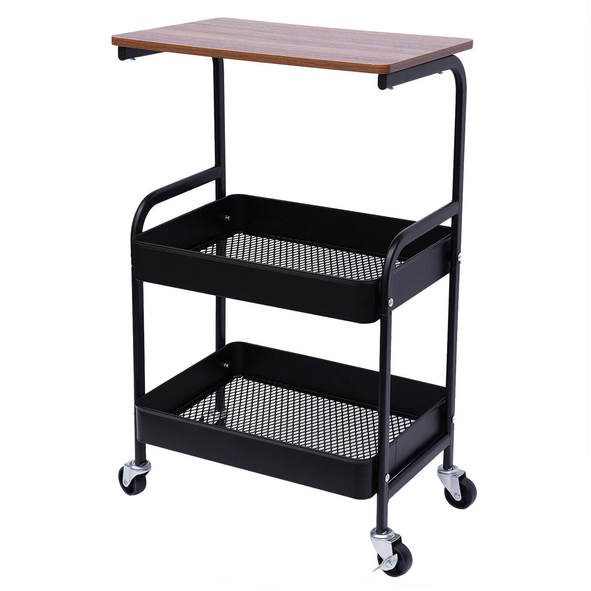 3 Tier Rolling Printer Cart with Wheels Black O220813