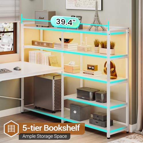 L Shaped Desk with Storage Shelves and 3 Fabric Drawers N963