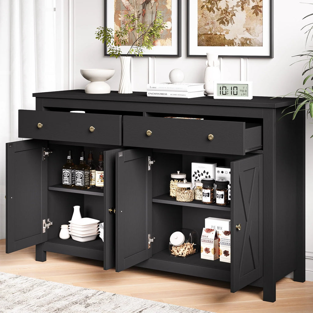 White 4-Doors 2-Drawers Wood Storage Cabinet T810
