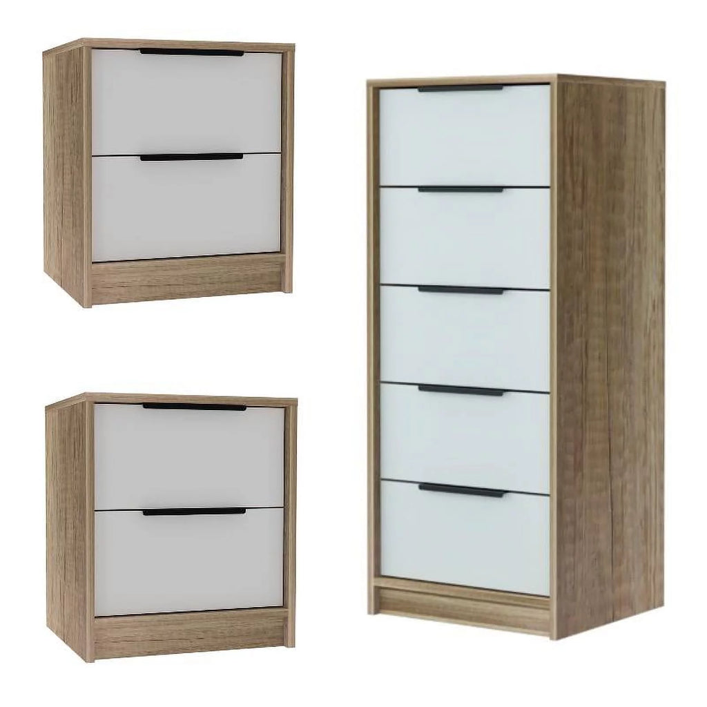 White 5 Drawer Dresser & Nightstand 3-Piece Set T2982