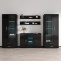 Modern Wall Unit Entertainment Center with LED Lights V360753