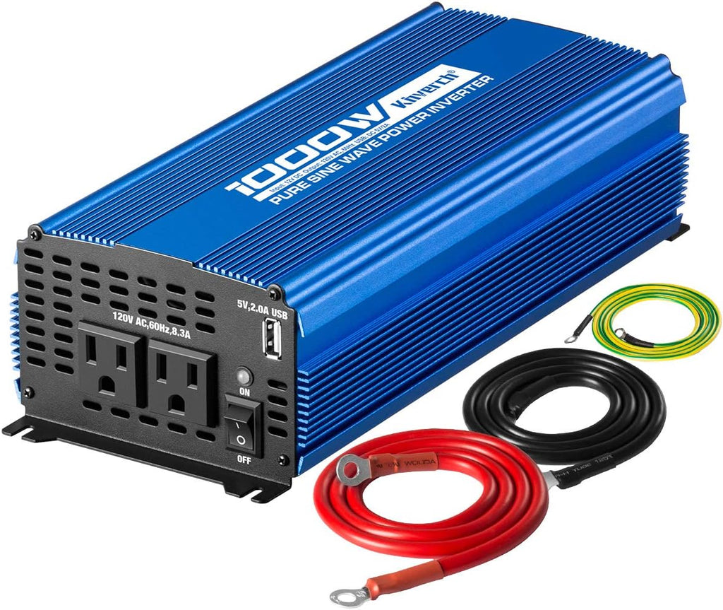 3000W Pure Sine Wave Power Inverter 12V DC to 110V AC with 4 AC Outlets 2 USB Ports N8966