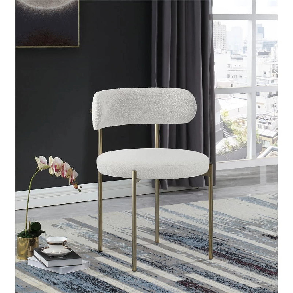 Cream Boucle Fabric Dining Chair X4589