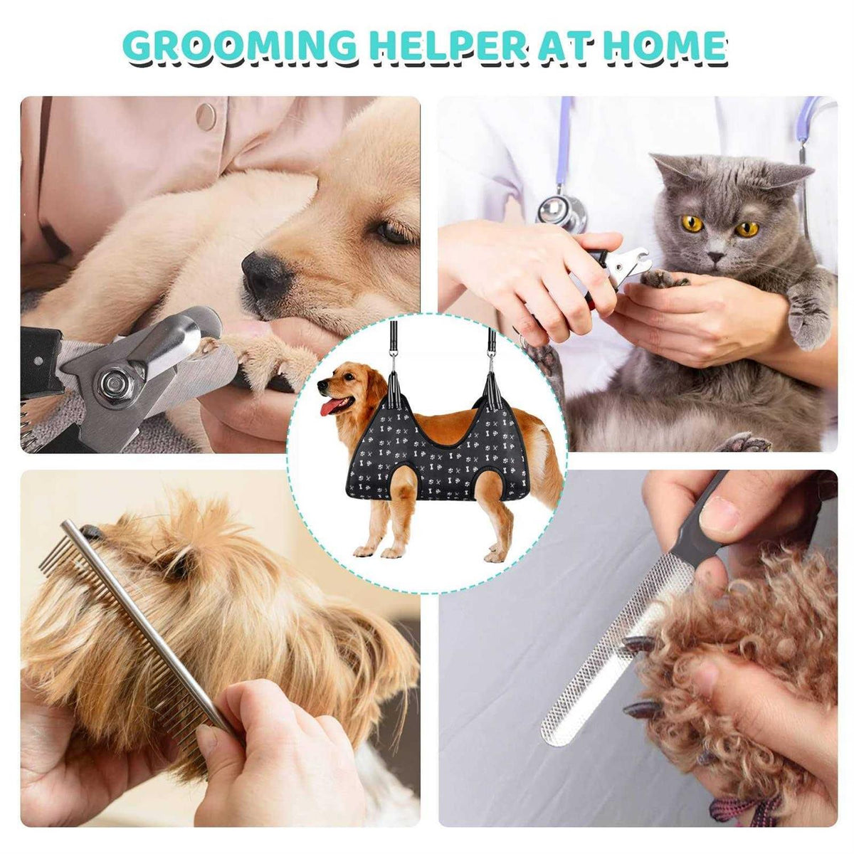 Pet Grooming Hammock Harness with Nail Clippers Trimmer Nail File K8525