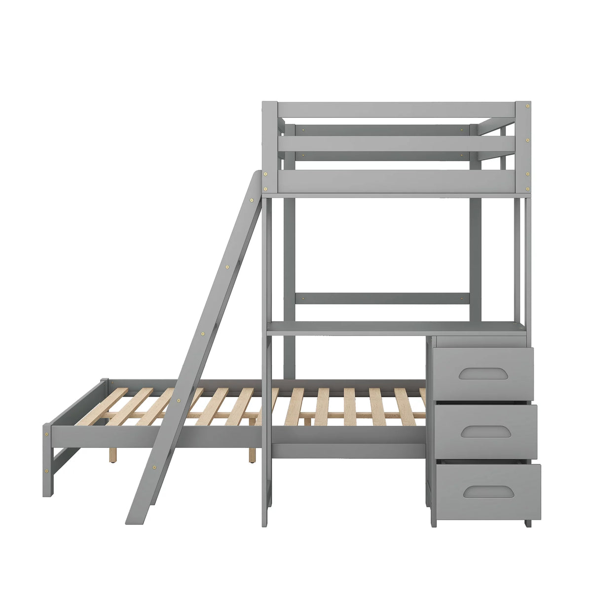 Twin over Full Bunk Bed with Desk and Drawers N64180