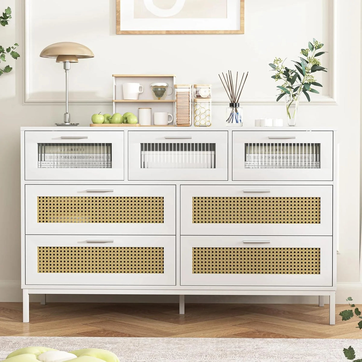 7 Drawer Rattan Dresser C491