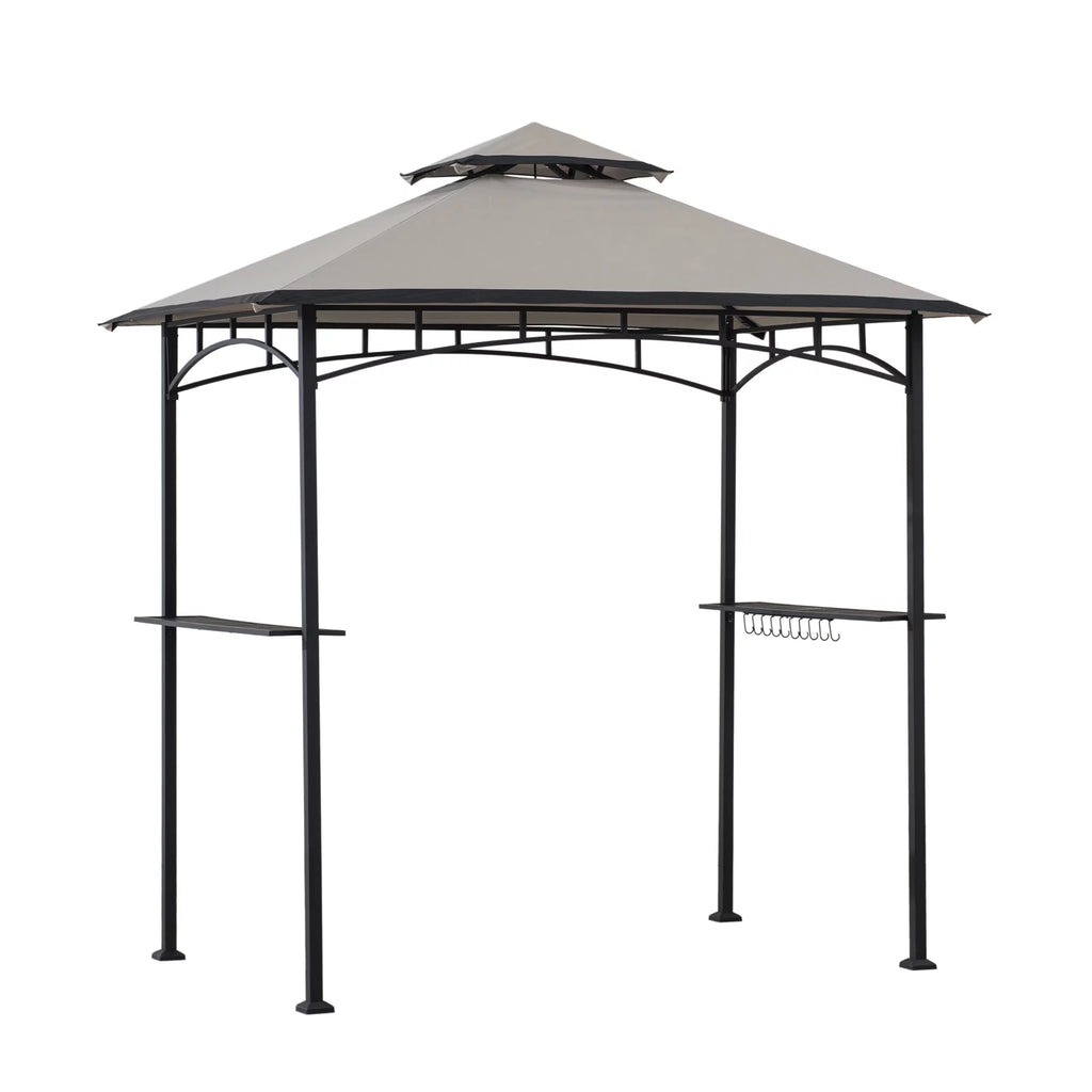 5 x 8 ft Black Steel Double Tiered Grill Gazebo X675362