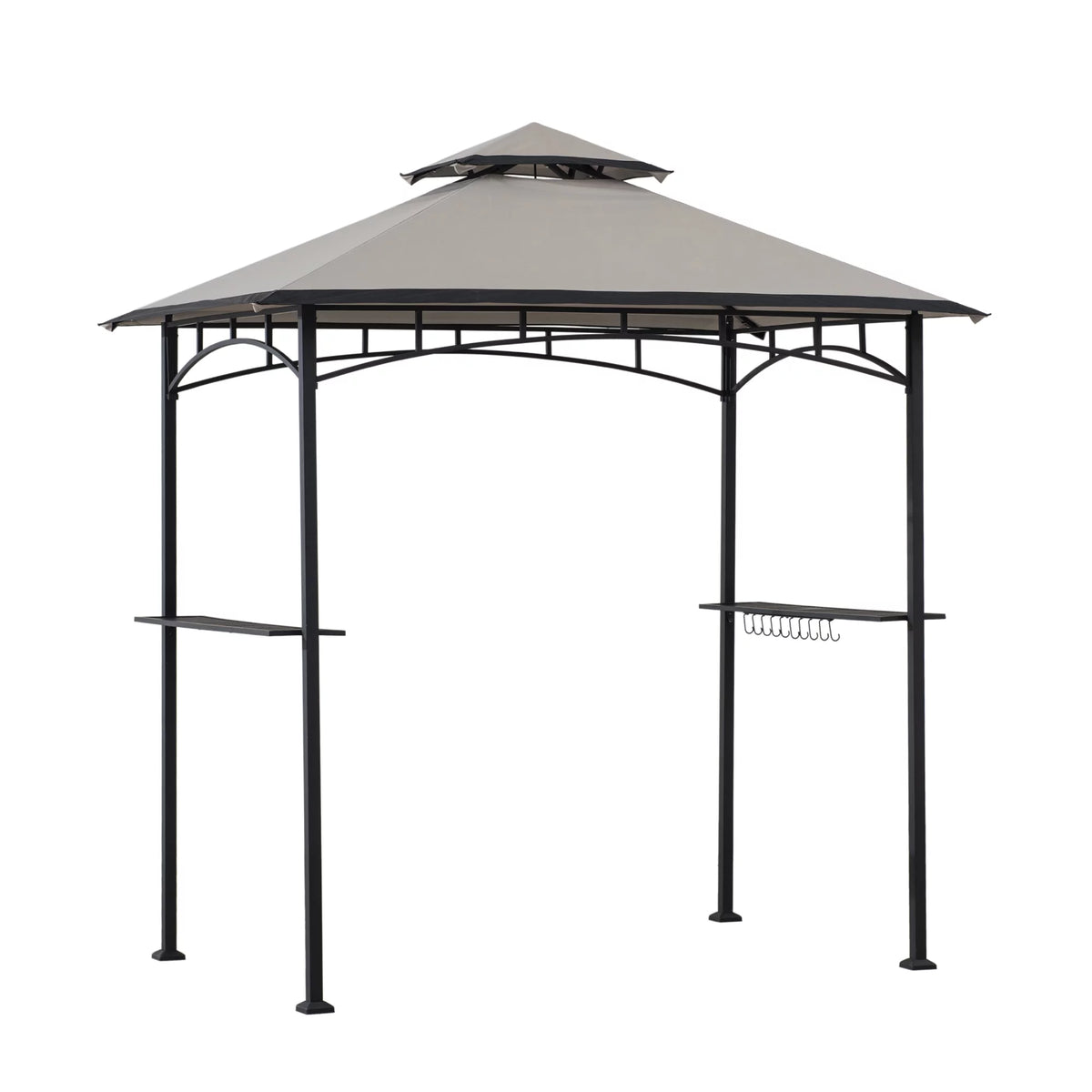 5 x 8 ft Black Steel Double Tiered Grill Gazebo X675362
