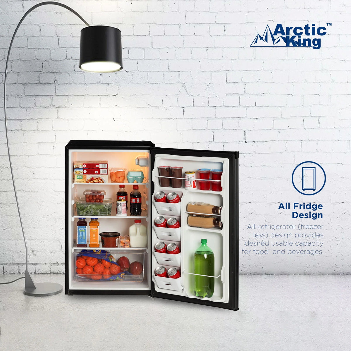 4.4 Cu ft One-Door Mini Fridge, Black Stainless Steel Look A453801