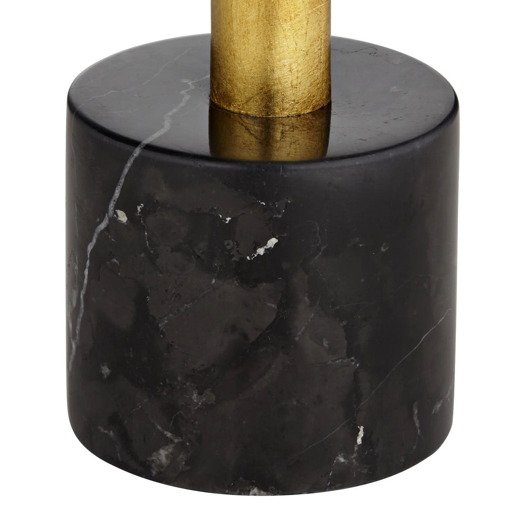 32" Tall Modern End Table Lamps Set of 2 Gold Leaf Black Shade G257