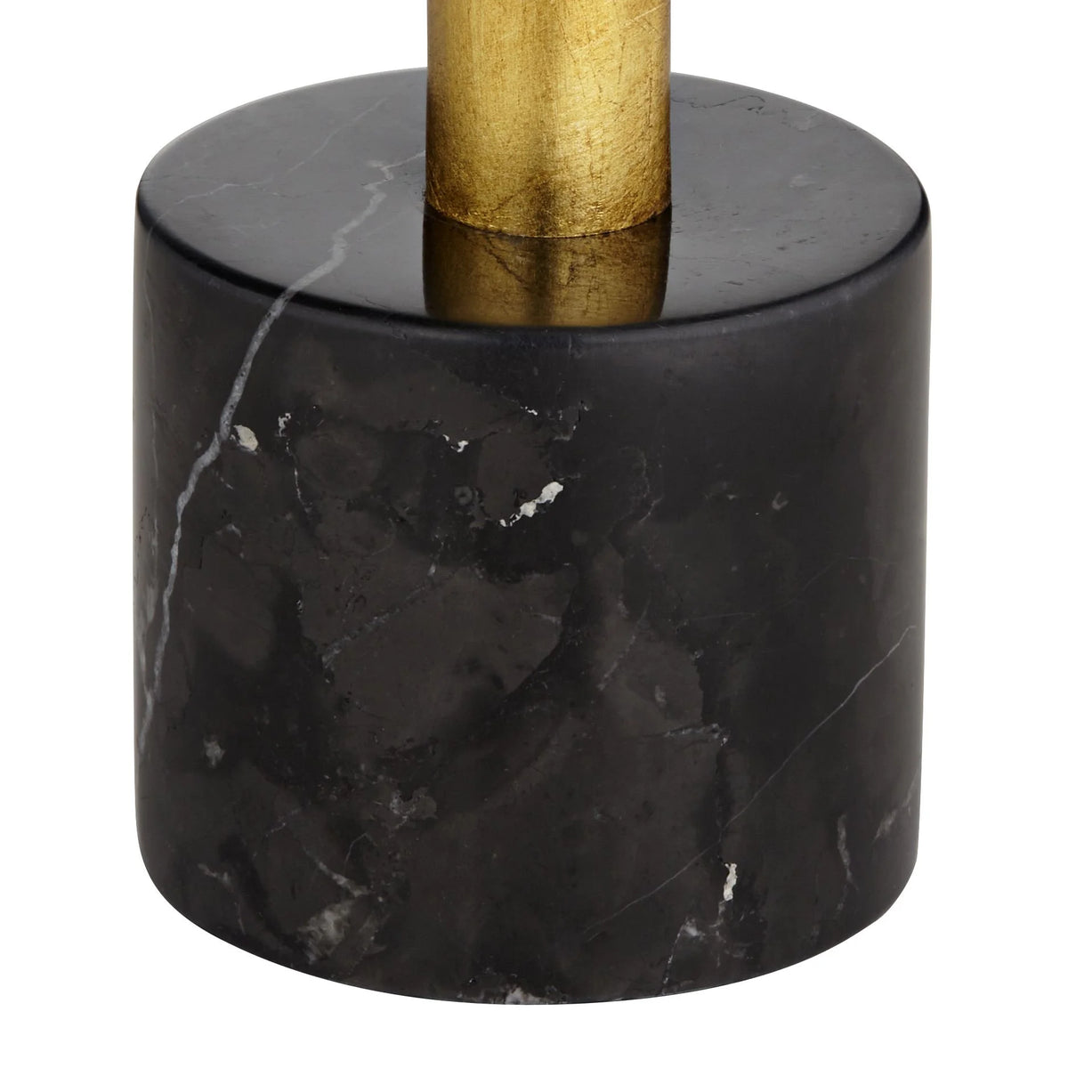 32" Tall Modern End Table Lamps Set of 2 Gold Leaf Black Shade G257