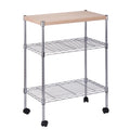 3-Tier Wood and Steel Rolling Kitchen Storage Cart Y86570