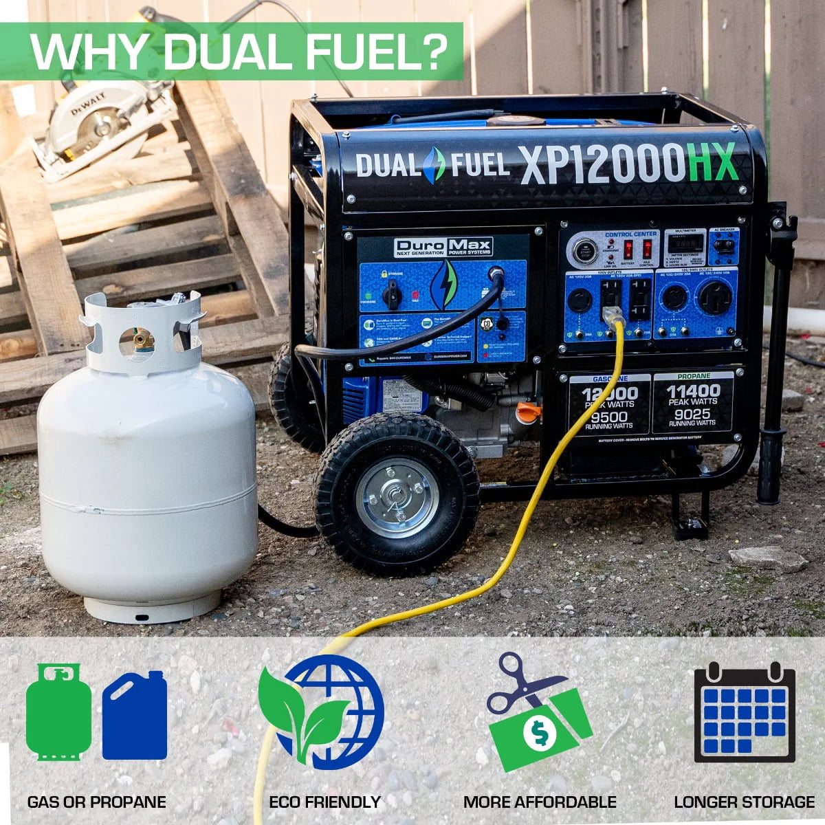 Portable Dual Fuel Generator with CO Alert 12,000 Watt S663919