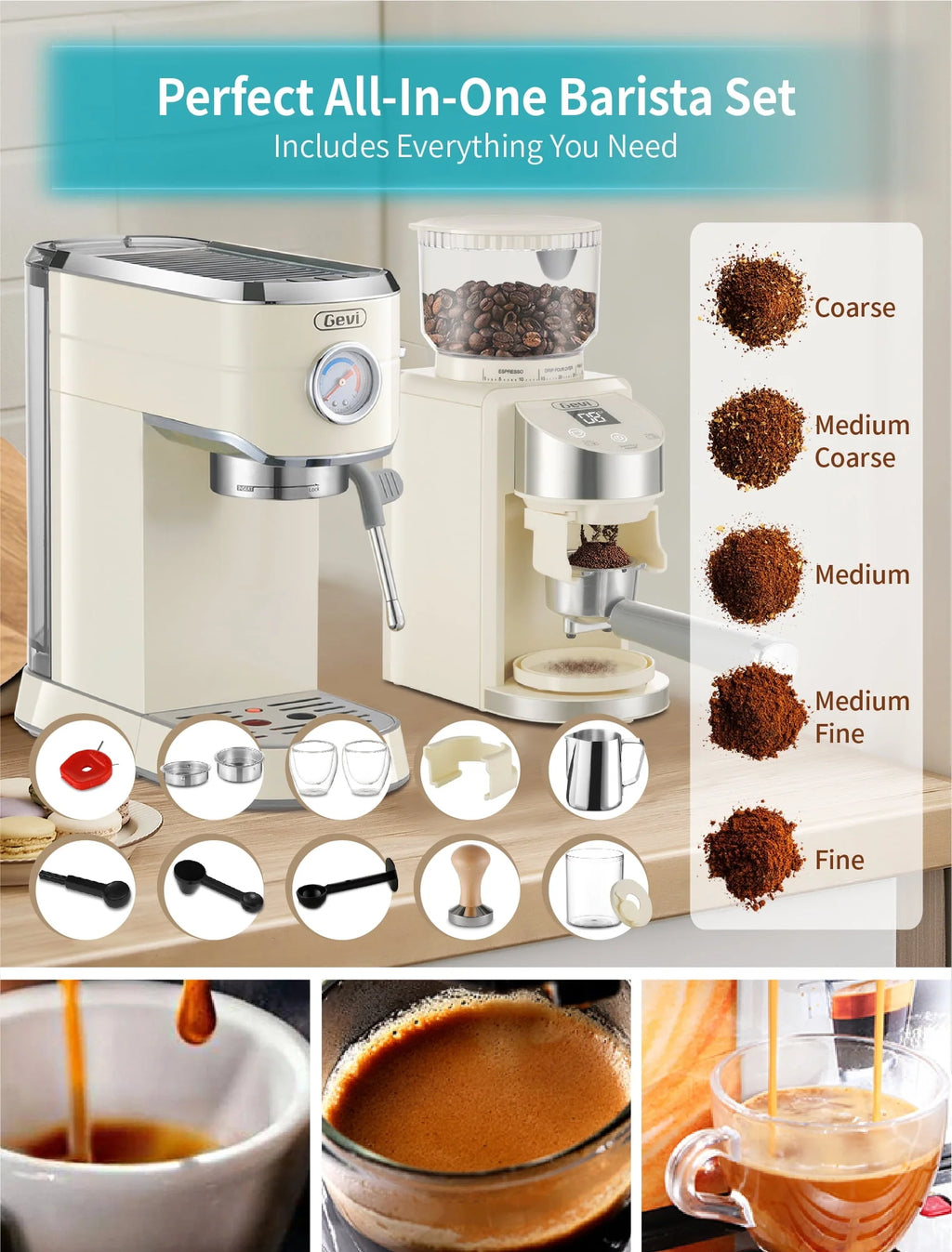 20 Bar Espresso Machine with Burr Coffee Grinder X9135