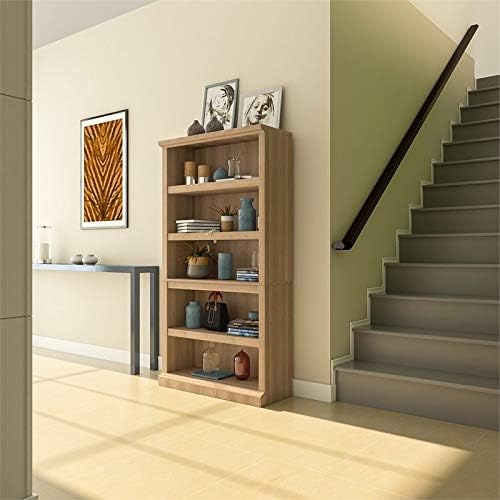 5 Shelf Bookcase with 3 Adjustable Shelves in Salt Oak H9840