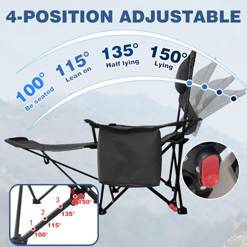 Reclining Camping Chair with Foot Rest Folding Lounger H205