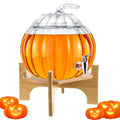 2 Gallon Glass Pumpkin Drink Dispenser with Wooden Stand N439024