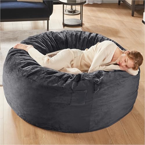 Charcoal Grey 4 FT Machine Washable Mink Bean Bag Chair T282270