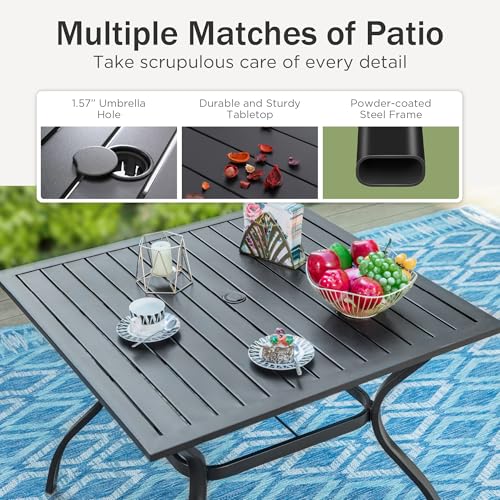 5 Pcs Patio Dining Set with Swivel Chairs and Metal Table I447