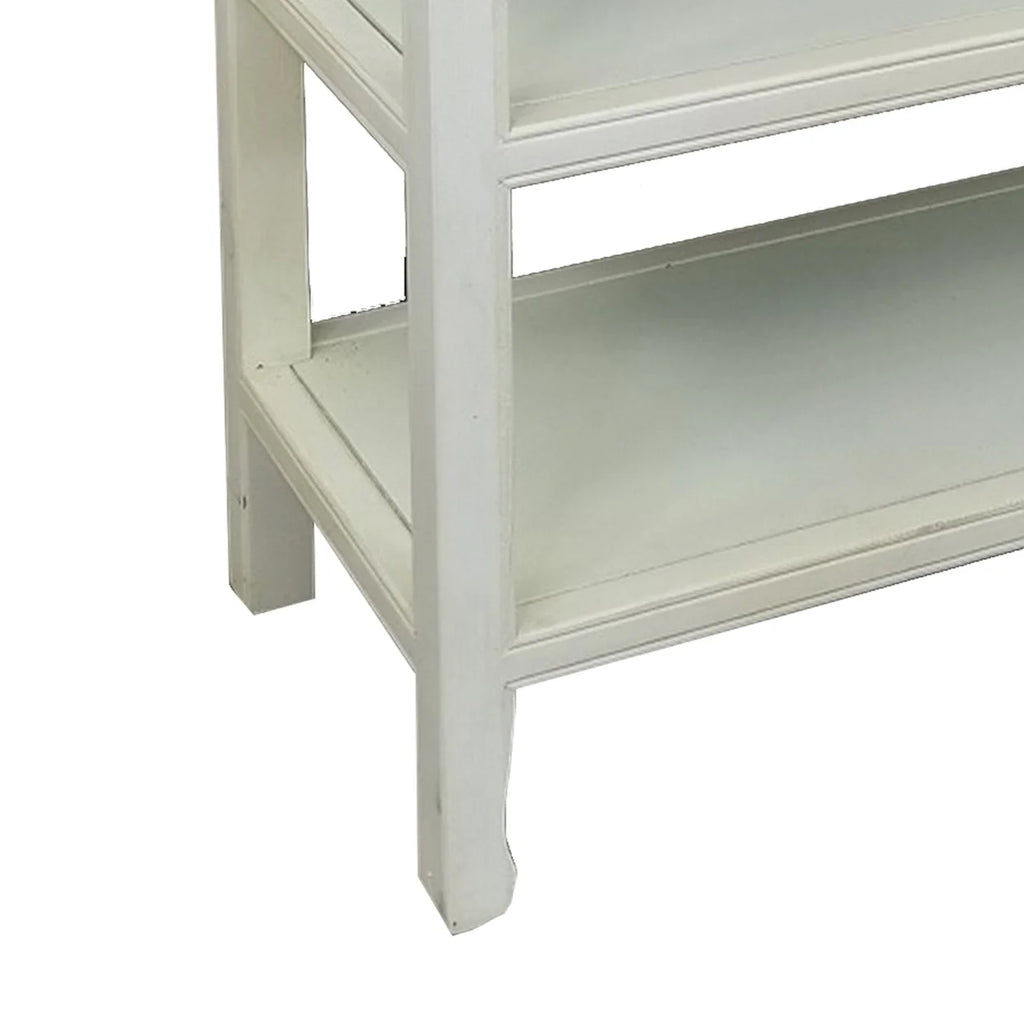 34 Inch White Wood Console Table with 3 Drawers and 2 Shelves I947
