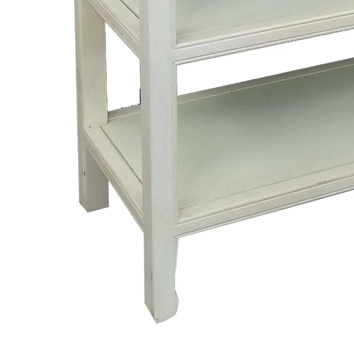 34 Inch White Wood Console Table with 3 Drawers and 2 Shelves I947