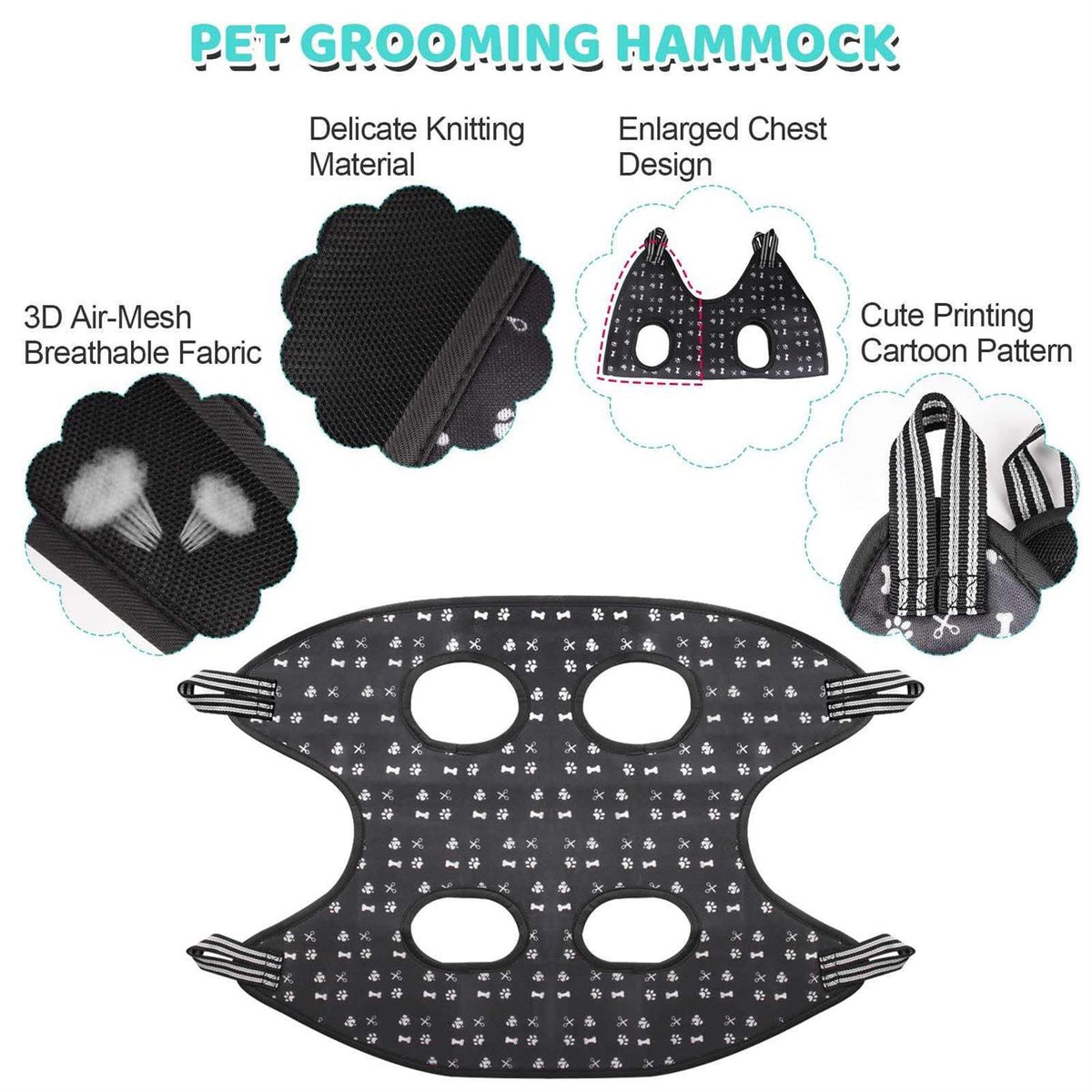 Pet Grooming Hammock Harness with Nail Clippers Trimmer Nail File K8525