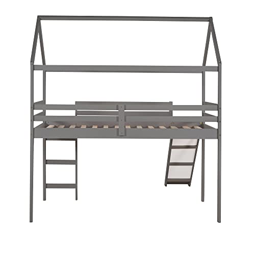 White Twin Over Twin Bunk Bed with Slide and Storage Staircase L622734