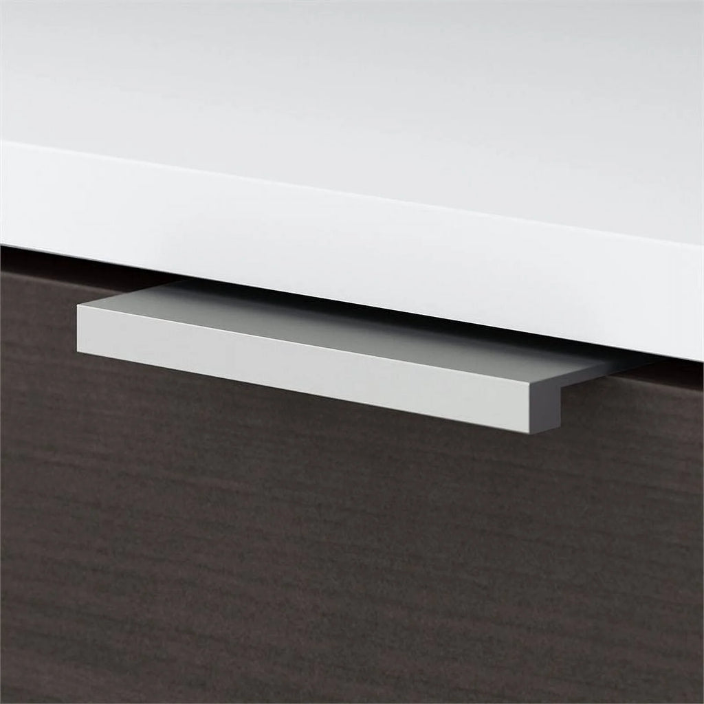 72" L Shaped Desk in White and Storm Gray T86035