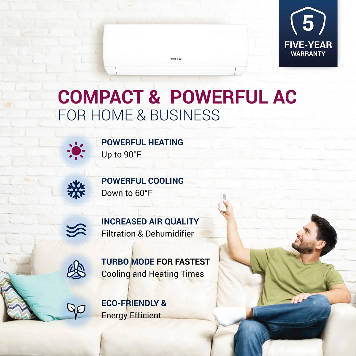 9000 BTU Wifi Enabled Mini Split Air Conditioner & Heater A74025