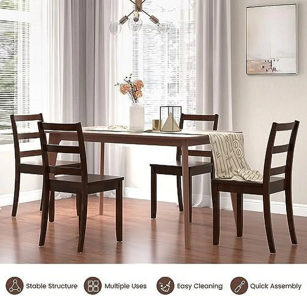 Dining Chairs Set of 2 Ladder Back Rubber Wood Legs S9964