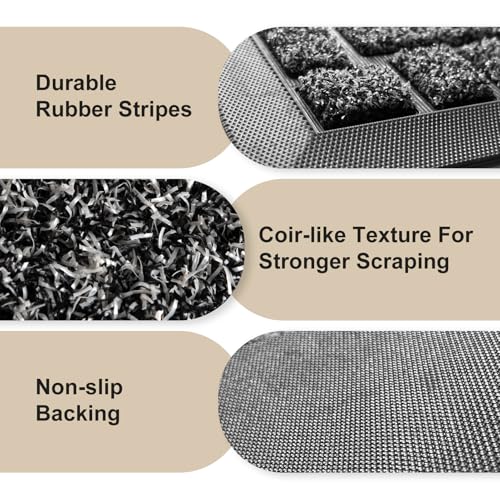 Yellow 36x17 Inches Non-Slip Low-Profile Front Door Mat L95513