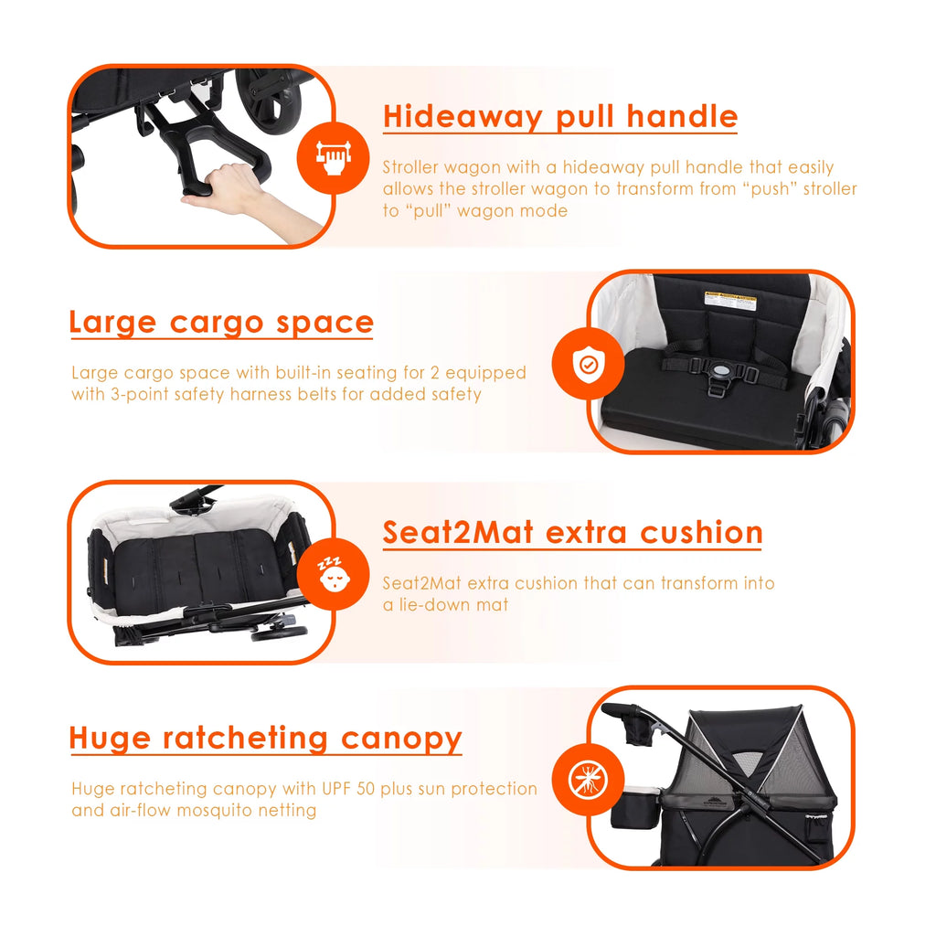 2-in-1 Stroller Wagon with Canopy O7615