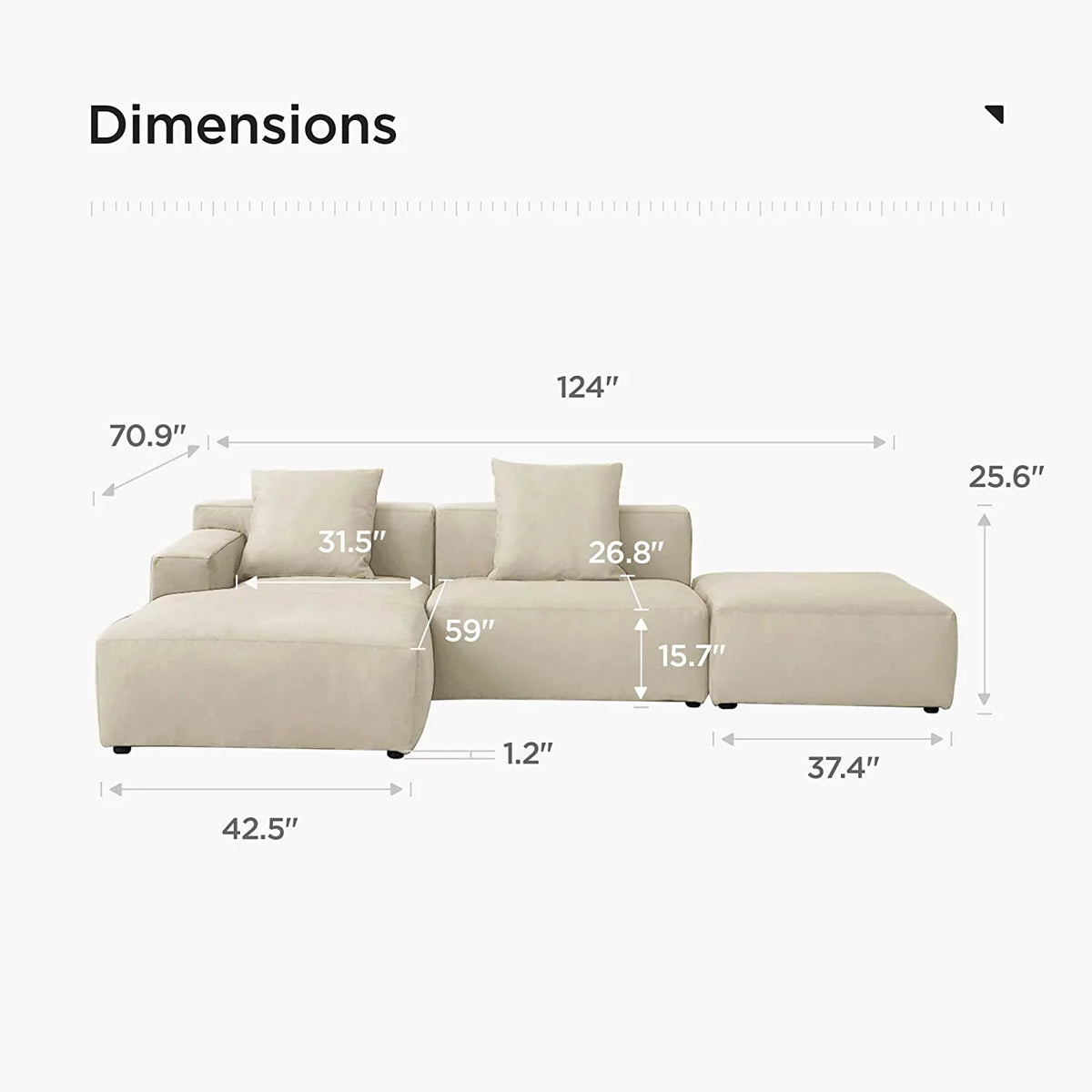 L-Shape Sectional Sofa Set with Chaise Lounge Q8077