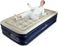 Blue Twin Size Inflatable Air Mattress with Built in Pump F193427
