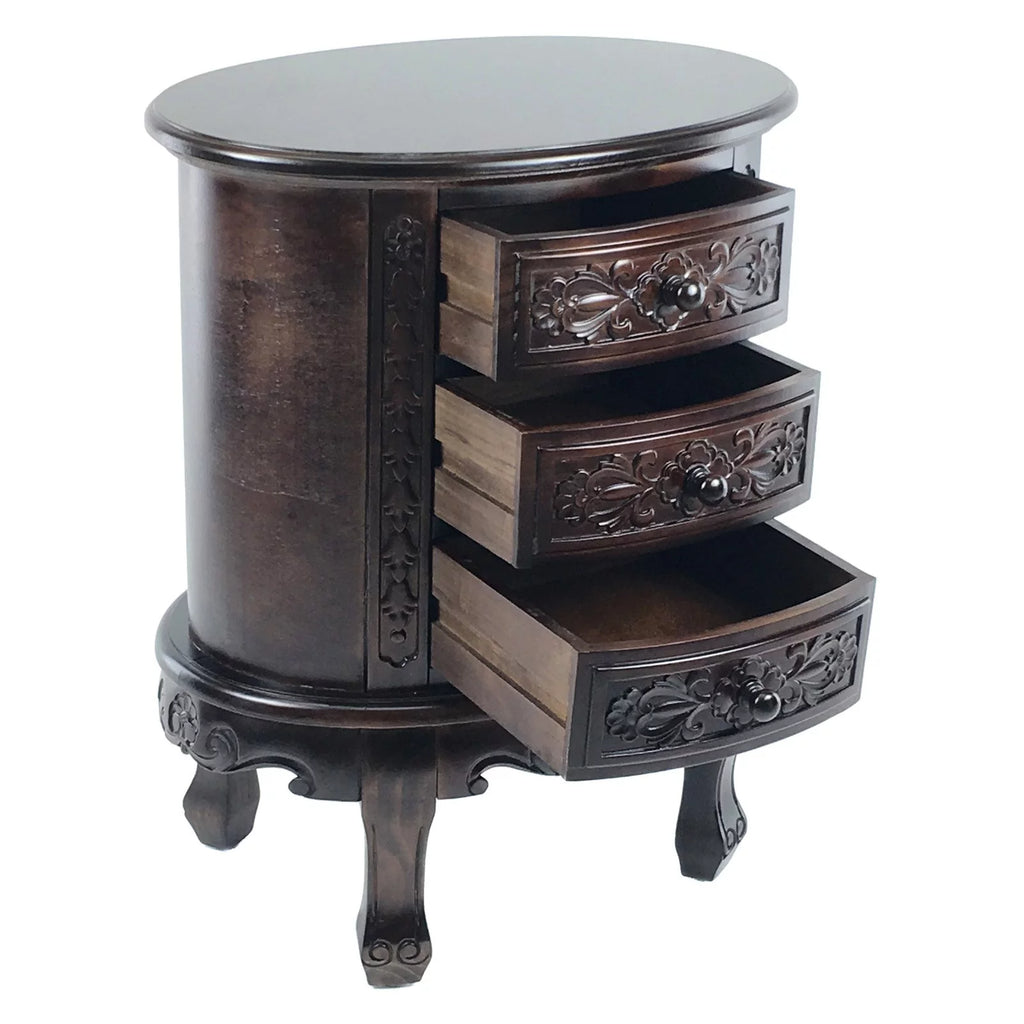 Dark Brown 3 Drawer Wooden Chest C67317