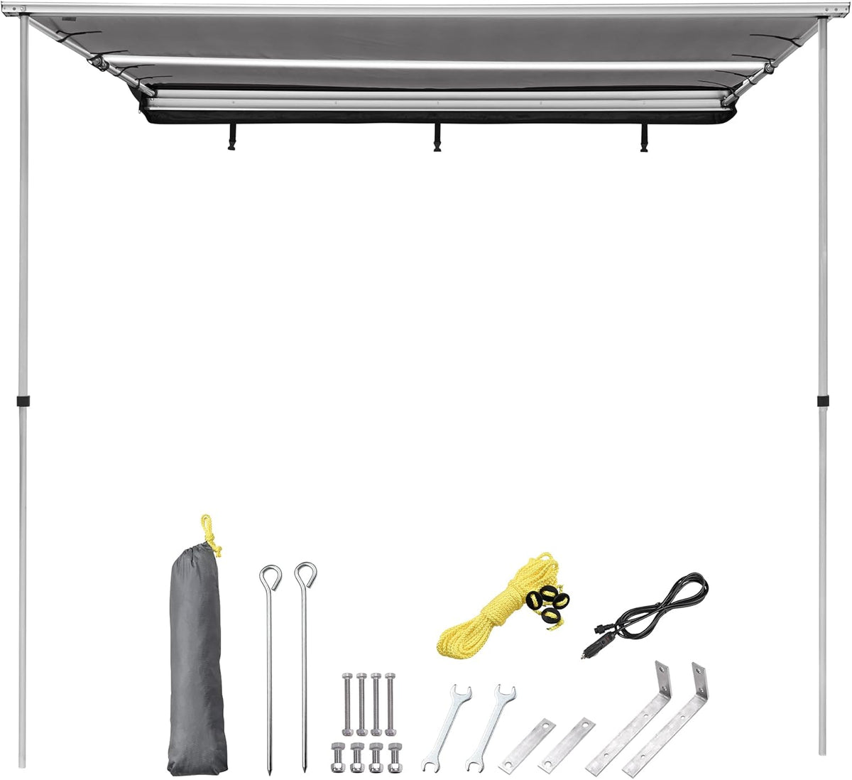 6.6x8.2' Pull Out Car Side Awning with LED Light Beige Q590156