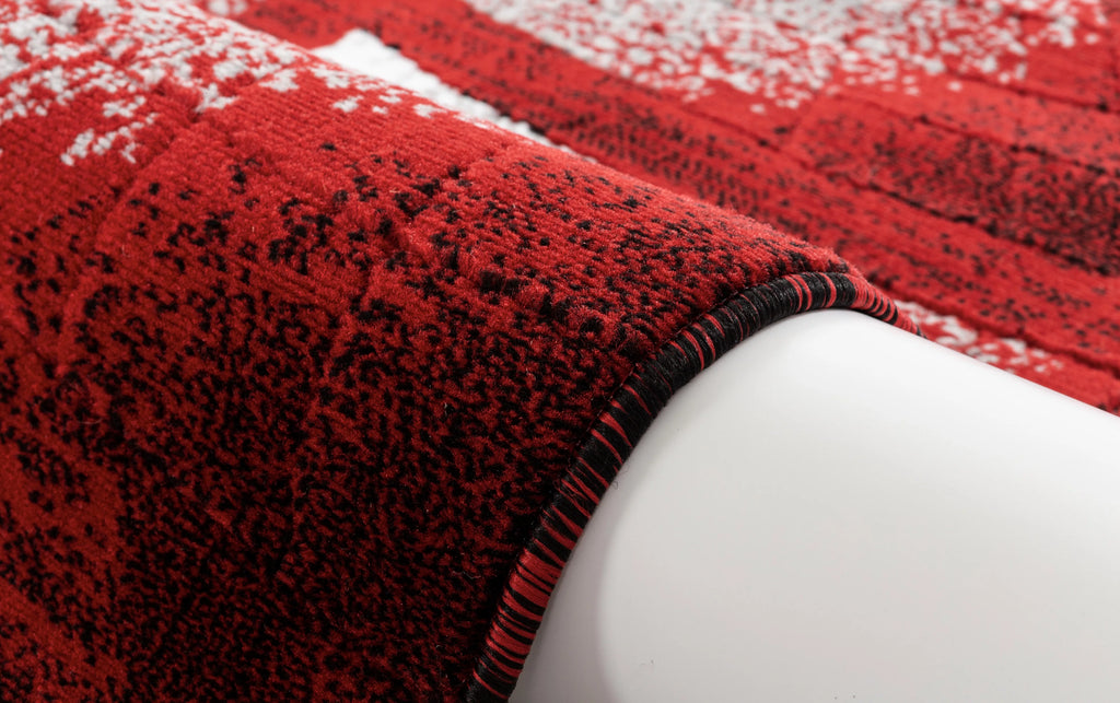 Red Geometric Modern Area Rug F8988