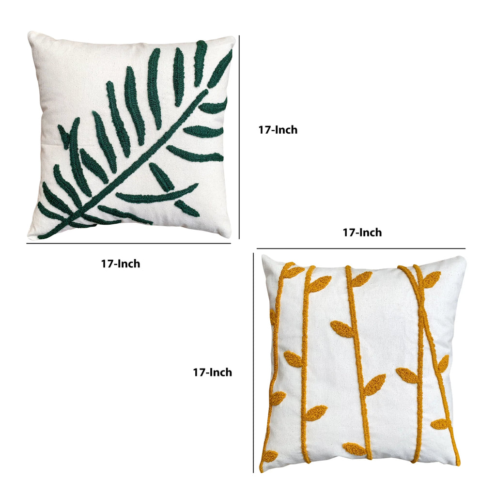 17 x 17 Inch 2 Piece Cotton Throw Pillow Set O410