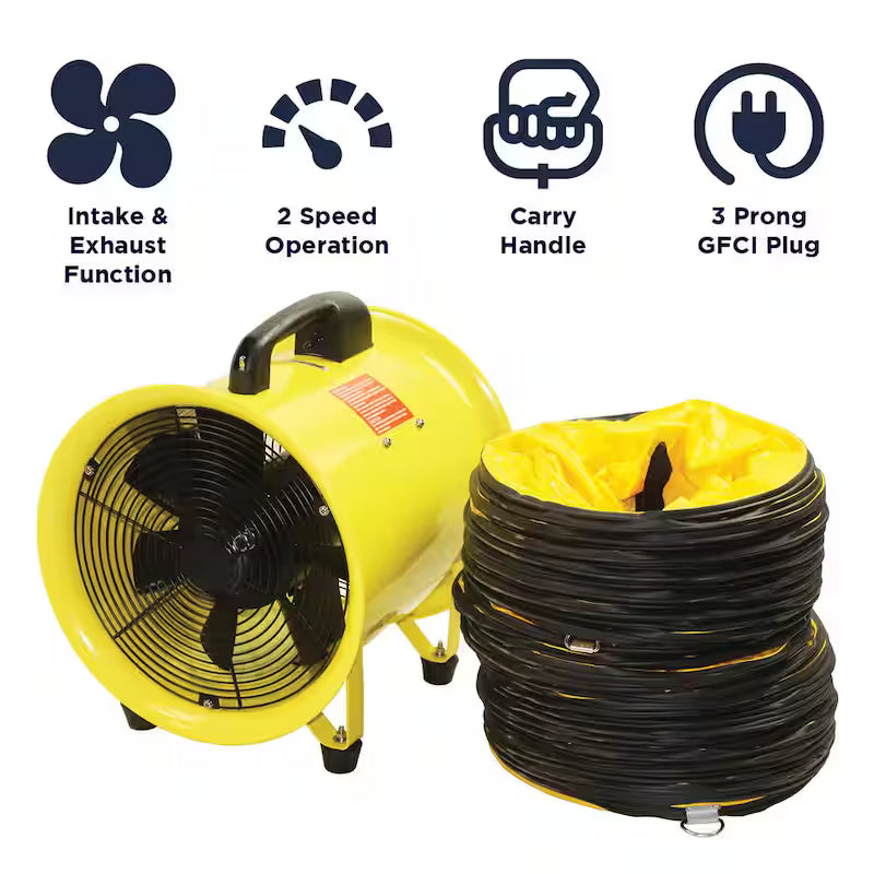 2 Speed Portable Confined Space Ventilator with Hose D959