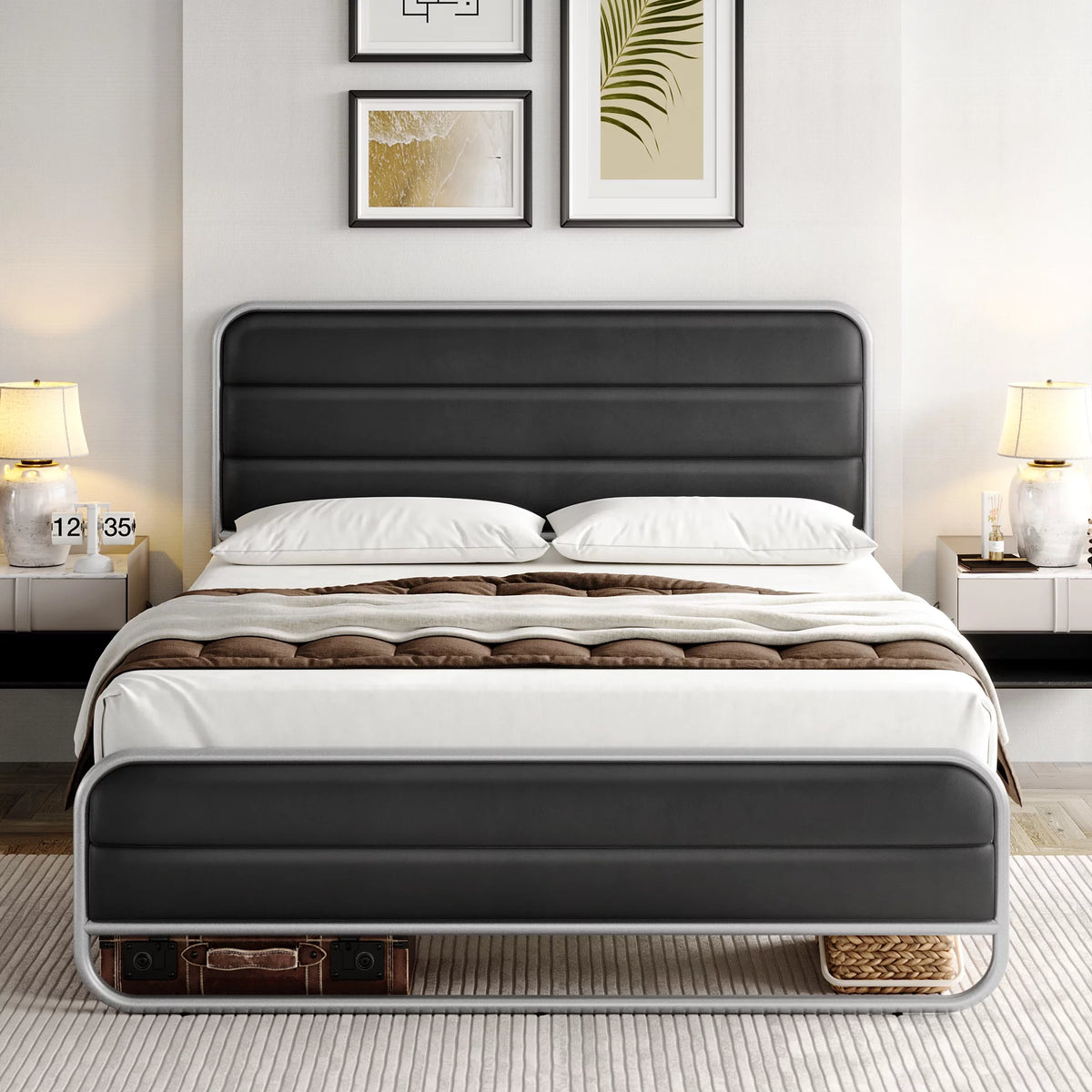 Full PU Leather Upholstered Platform Bed Frame Q436636
