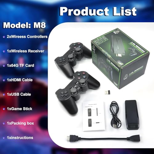 Wireless Retro Game Console Stick with 2 Pack 2.4G Wireless Controllers V891970