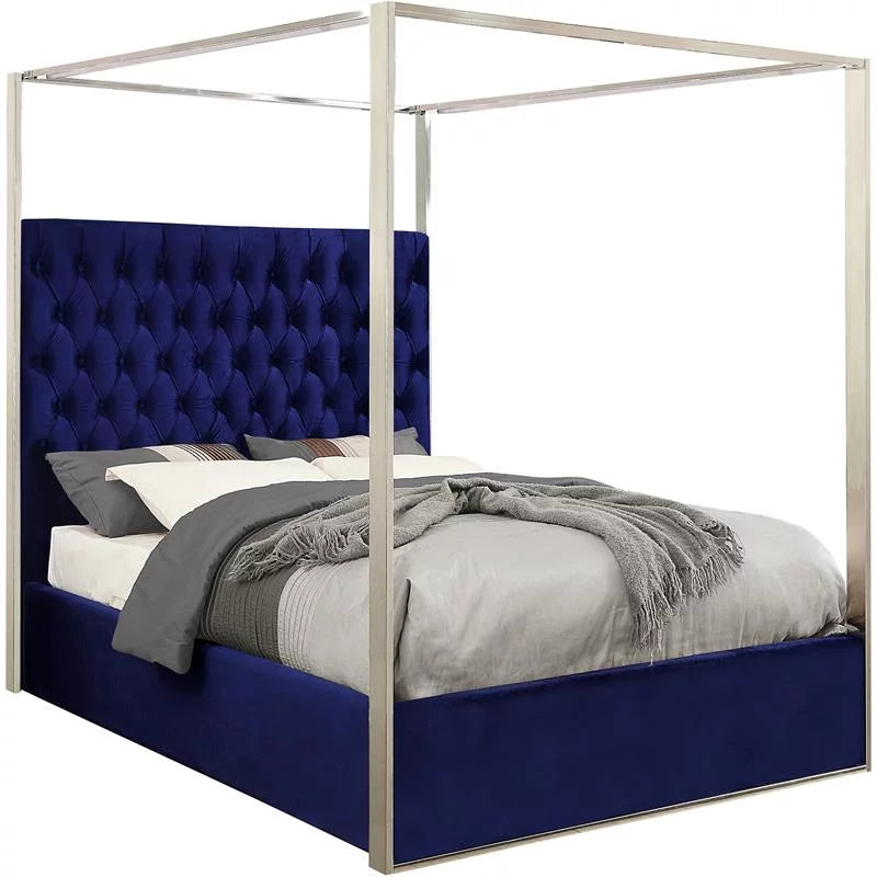 Navy Velvet King Bed K287
