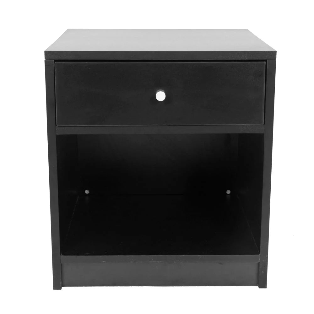 Black Wood 1 Drawer Bedside Table C381752