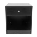 Black Wood 1 Drawer Bedside Table C381752