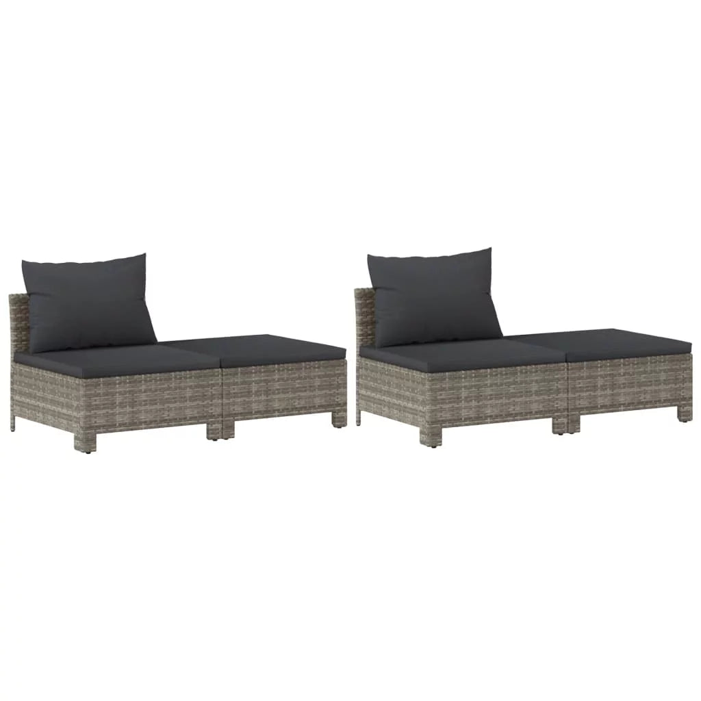 8 Piece Patio Set with Cushions Gray Poly Rattan M7823