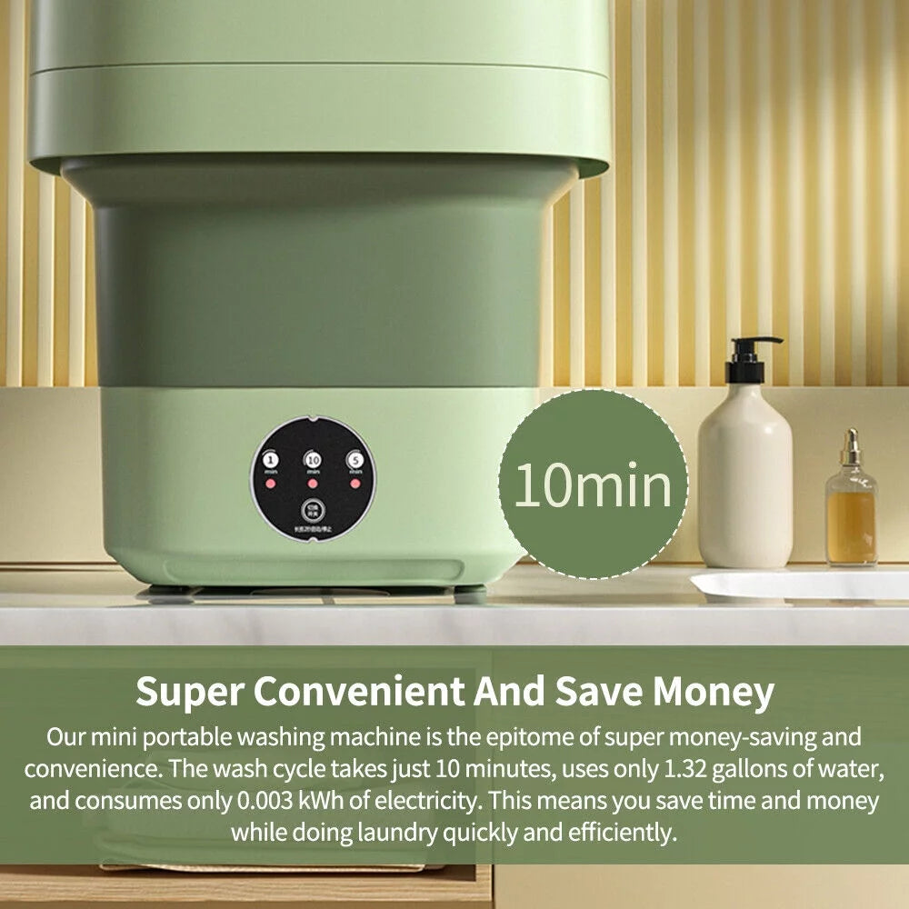 Portable Mini Folding Washing Machine 8L Green Z86425